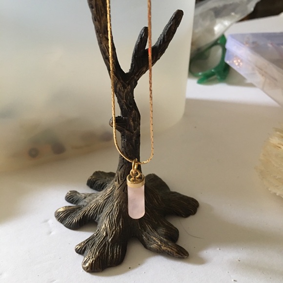 NWOT Pink Quartz Earrings+Necklace Gold-filled Set - Picture 8 of 10